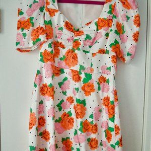 Zara Floral Rose Pola Dot Mini Dress